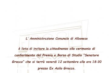 Invito al Premio e Borsa di Studio &quot;Senatore Grocco&quot;